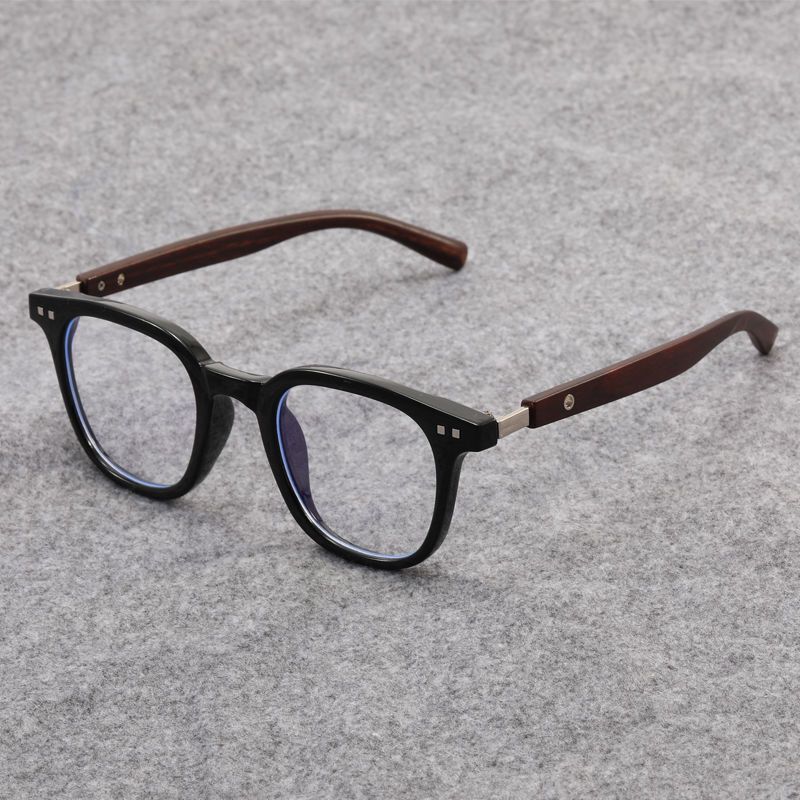 Tr90 Retro Natural Wood Large Frame Eyeglasses for Men, Can Be Fitted with Prescription Lenses, Wood Grain Frame, Unisex, Photochromic