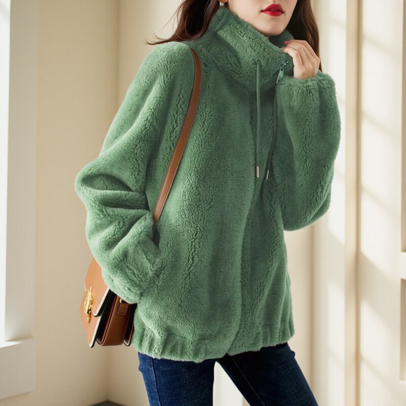 Coral Fleece Jacket for Women, Autumn and Winter Thickened Warm Double-Sided Fleece Cardigan Sweatshirt, Polar Fleece Home Pajamas