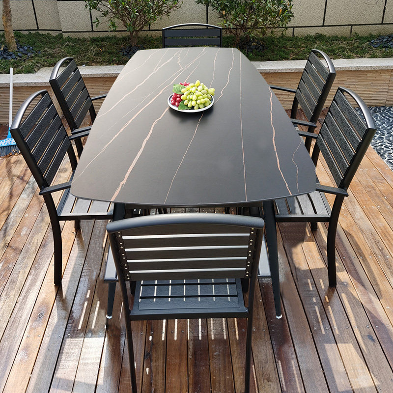 Outdoor table and chairs Courtyard Villa Garden Terrace Casual Open-air Plastic Wooden Chair Milk Tea Shop Outdoor Outside Nordic Table And Chairs