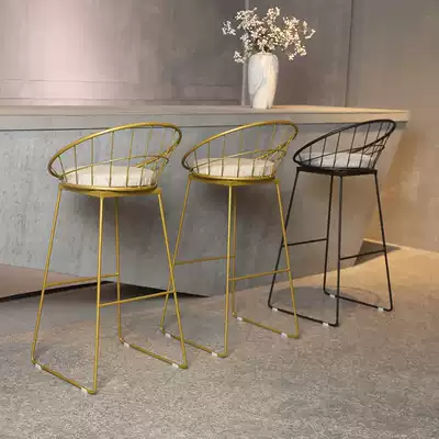 Nordic light luxury ins bar chair bar chair simple fashion bar chair bar stool soft sitting bar stool Net red bar stool