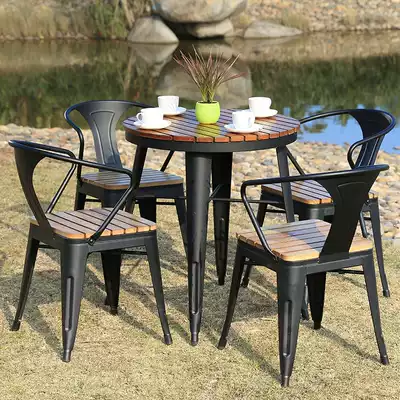 Outside outdoor courtyard villa garden outdoor courtyard outdoor terrace solid wood waterproof sunscreen leisure table and chair combination