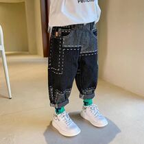 Child Jeans Boy Baby Soft Pure Cotton 2022 Spring Autumn Money CUHK Tong spliced long pants Korean version of trousers outside