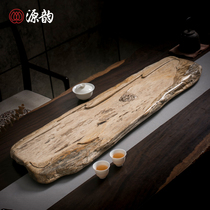 Natural whole wood fossil tea tray Treated jade wood drainage tea table light lavish modern minimalist home tea sea tea tray
