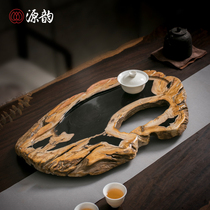 Natural Whole Wood Fossil Tea Tray Tree Fication Jade Drainage Size Number Tea Table Modern Home Brief Tea House Tea Sea