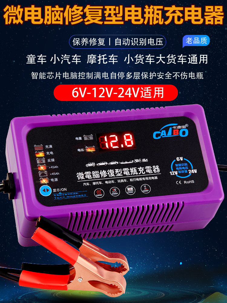 Motorcycle battery charger 6V car battery charger 12V volt Smart truck battery charger 24V