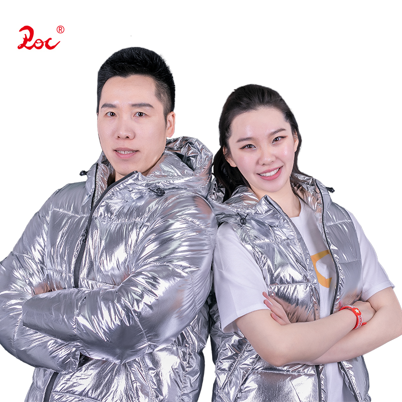 ROC space silver cotton padded jacket with removable sleeves - cheerleading nylon waterproof fashion trend to keep warm in winter