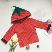 Qiao Baojia Spring and Autumn New Products Strawberry Shaped Hooded Knitwear Childrens Hooded Pullover Sweater