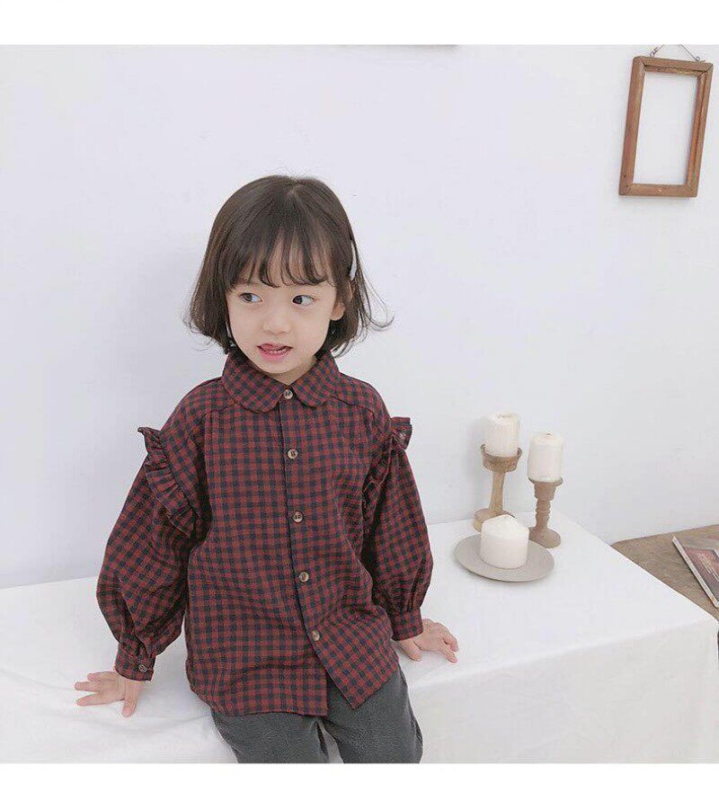 (Joe Home) Autumn New Products Girl Pure Cotton Sweetness Style Son Dolls Jersey Woman Treasure Lotus Leaf Side Shirt