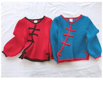 (Qiao family) autumn and winter New Girls Chinese style color color cheongsam fake buckle rabbit velvet knitted sweater female treasure year suit