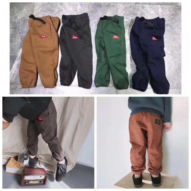 (Joe home) autumn and winter new products male and female children's red chapters embroidered with velvety thickened cotton fabric pants children bunches of clothing