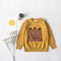 Qiao Baojia good goods return to the market autumn and winter new three-dimensional bear cartoon embroidery with shoulder buckle pure cotton thread sweater