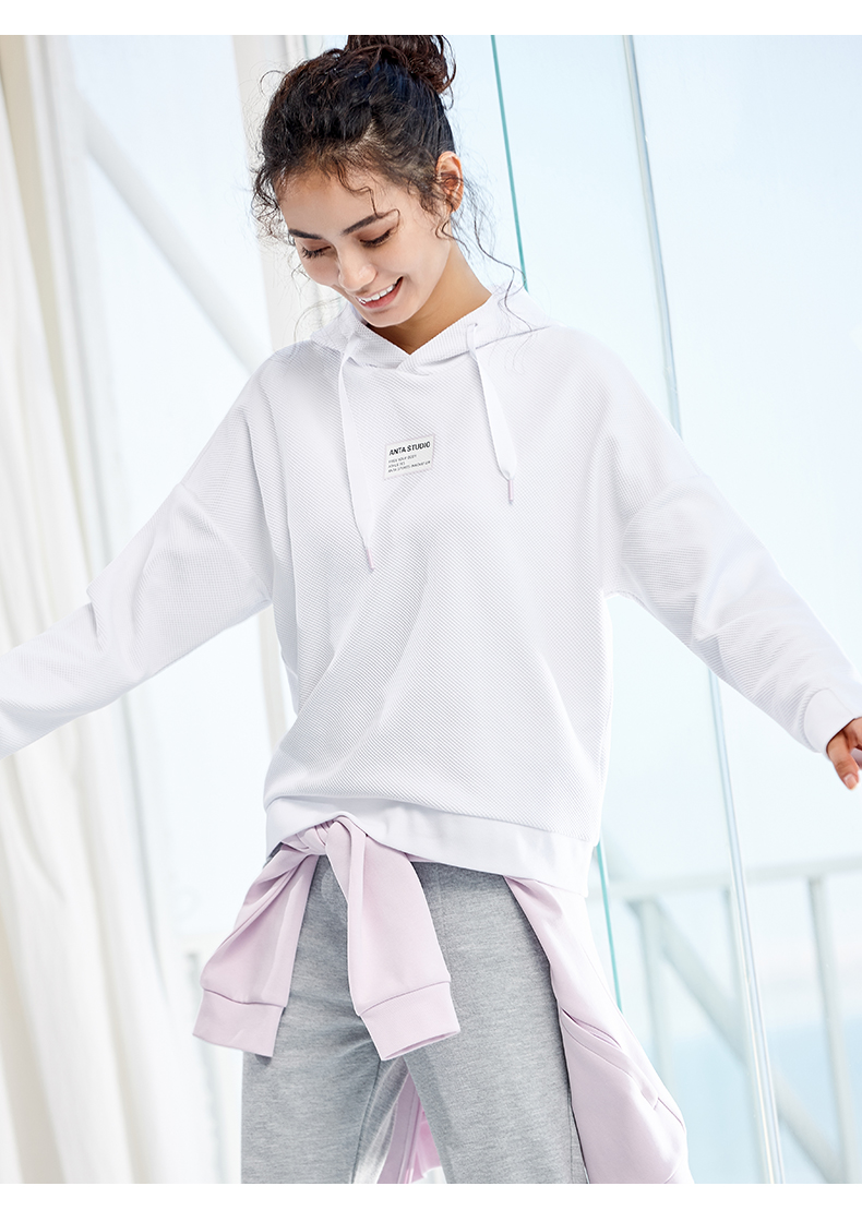 Anta thể thao áo len trùm đầu nữ 2019 hè mới áo len chui đầu áo len màu hồng nữ cửa hàng hàng đầu - Thể thao lông cừu / jumper áo hoodie có dây kéo