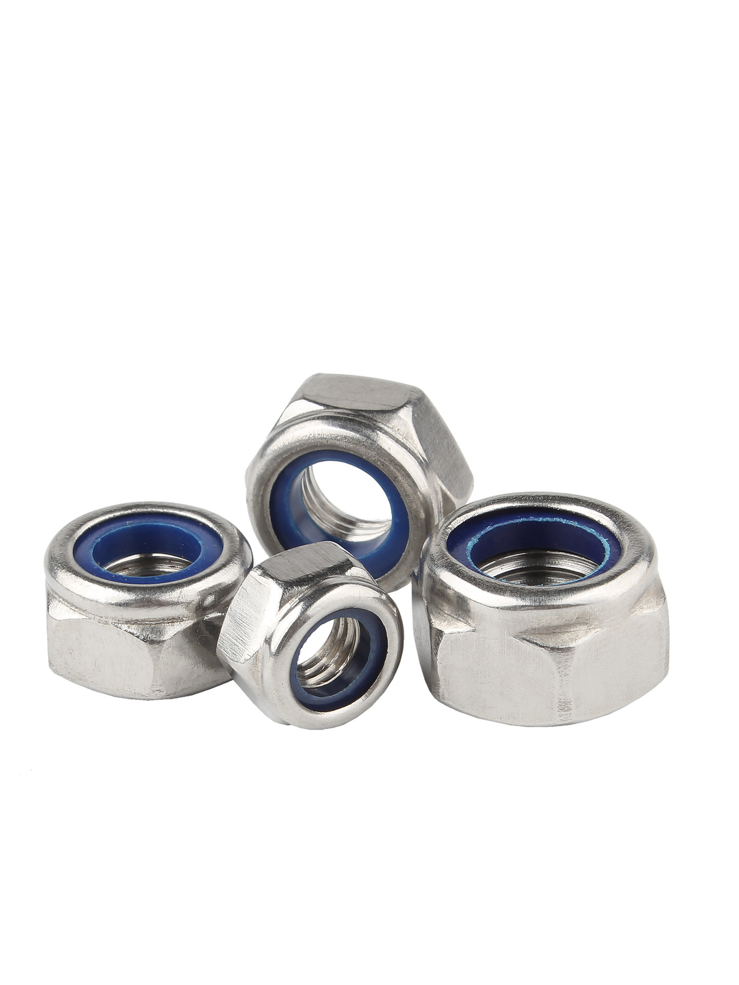 304 Stainless Steel Anti-Loosening Self-Locking Nut Nylon Anti-Slip Locking Hexagonal Nut M4M5M6M8M10M12
