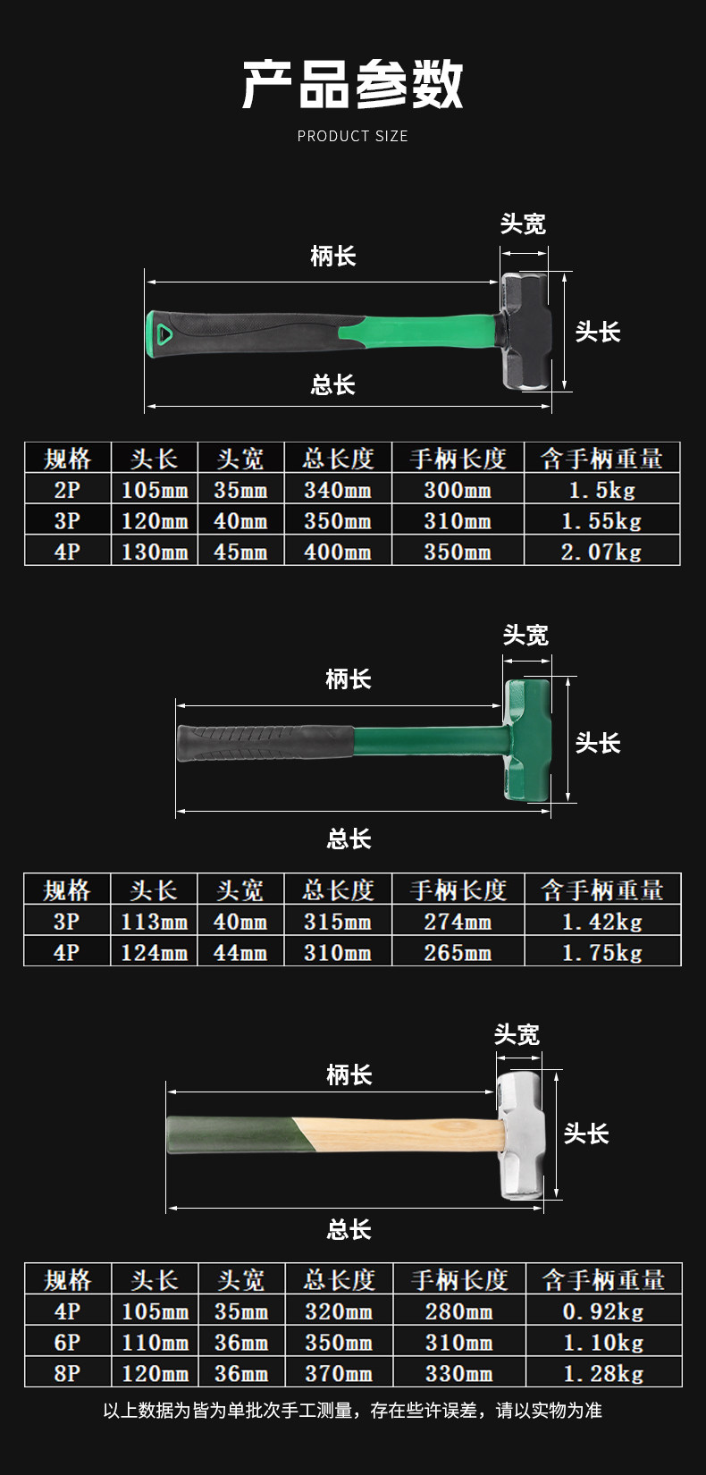 Кувалда 固万基八角锤榔头锤子工具砸墙大锤二锤手锤超硬大铁锤实心石工锤 Solid wanji