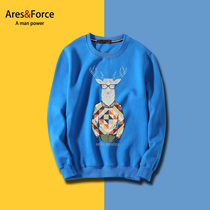 ARES Tide brand literary round neck sweater men and women Spring Autumn deer head plus fat increase loose coat youth