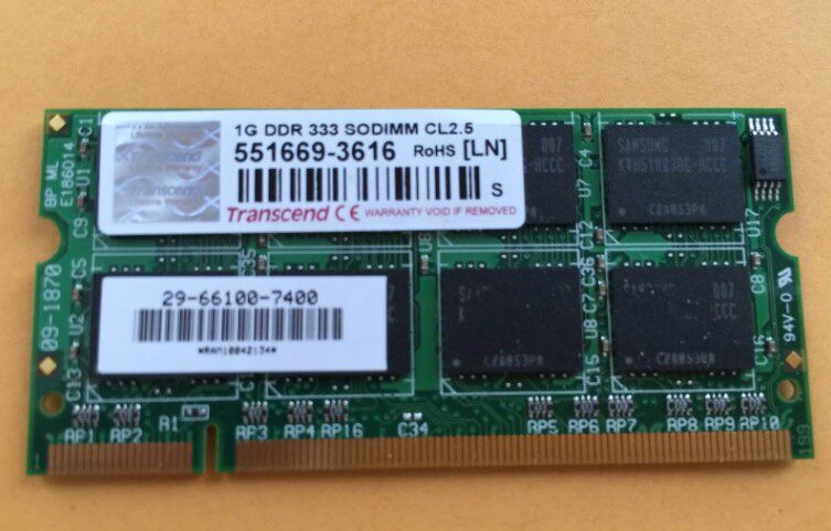 Transcend innovations in 1GB PC2700S DDR 333 SO-DIMM CL2 5 200pin memory