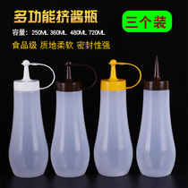 Three Loaded Squeeze Style Squeeze Sauce Bottle Transparent Sharp Mouth Ketchup Honey Cream Salad Sauce Consumption Oil Plastic Seasoning Bottle