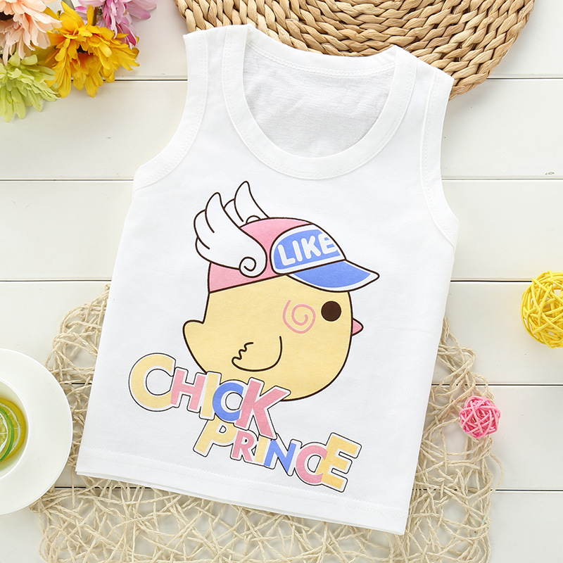 Bông childrens vest đầu cô gái chàng trai mùa hè không tay bông Sidon trắng dưới màu bông xe.