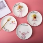 Ins thư mới màu hồng da báo sáng tạo gốm bộ đồ ăn gia dụng món ăn 8 inch lớn bát cơm bát bát đặt bát đĩa tròn