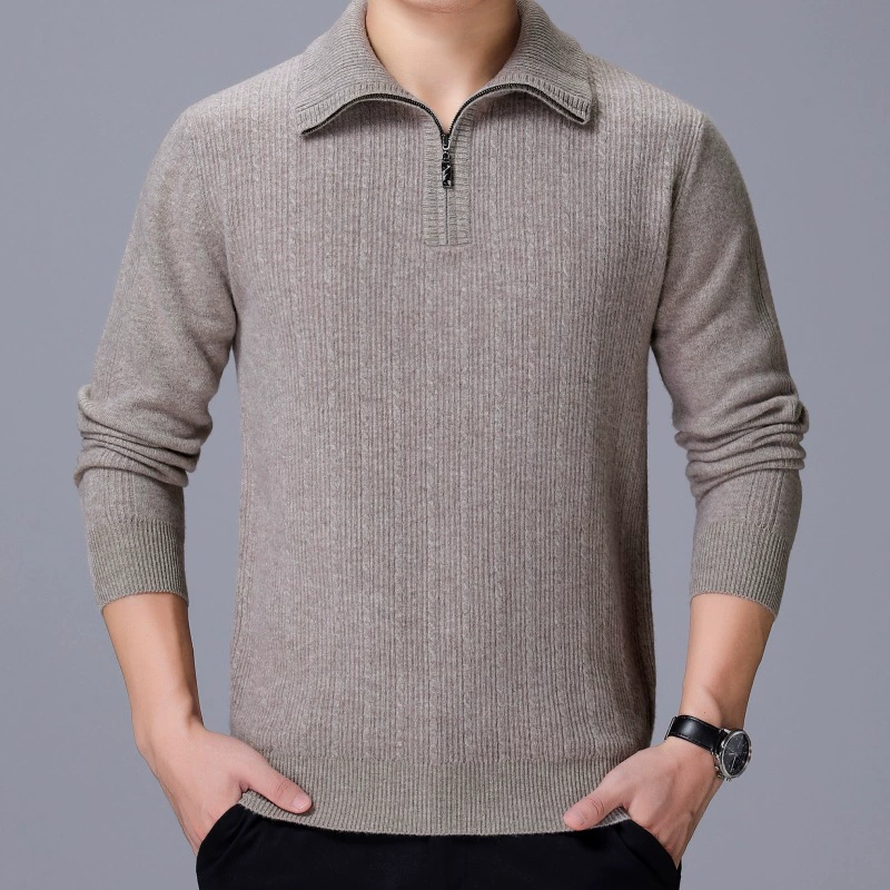 Thương hiệu áo len cao cổ nam mới 2020 mùa đông màu rắn cộng với size áo len cashmere của cha - Áo len Cashmere