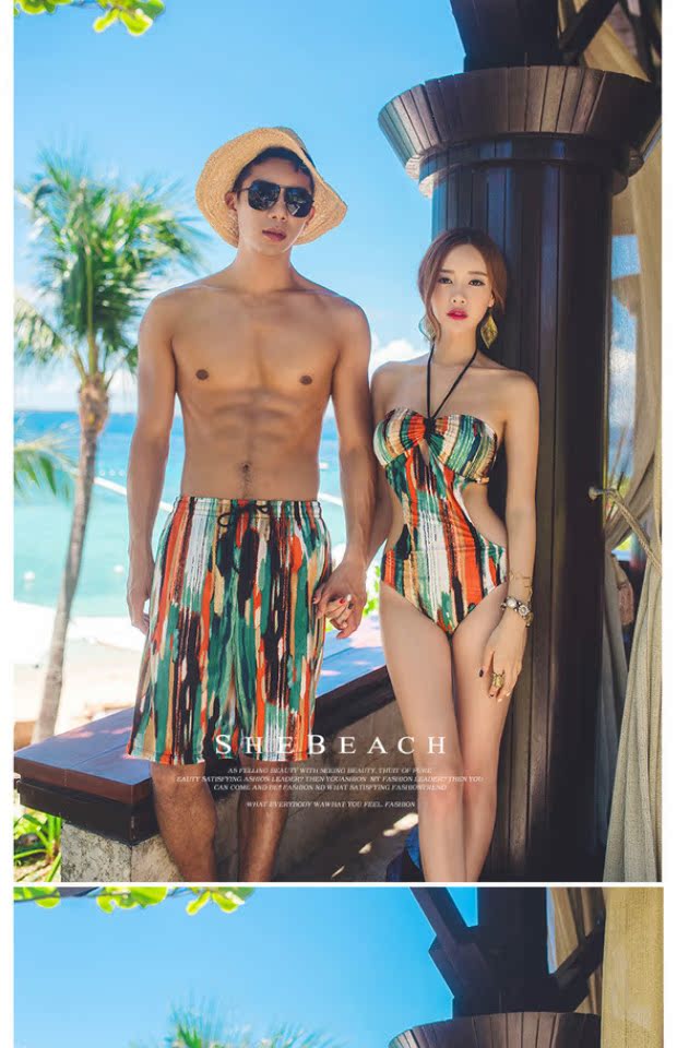 Quần bơi ống đứng hàng đầu Hàn Quốc tam giác Xiêm áo tắm mỏng nữ cảm giác nóng bỏng bikini bikini đồ bơi nam 	đồ đôi đi biển cặp	