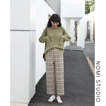 (Clearance is not returned)All the time retro plaid woolen pants womens autumn wide-legged straight casual pants