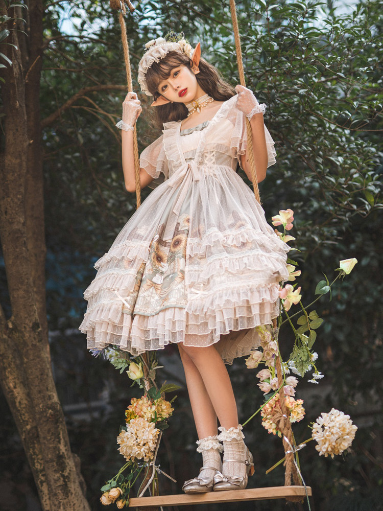Original genuine Sunflower Story lolita pastoral style dress spring and summer cal sweet girl blouse dress