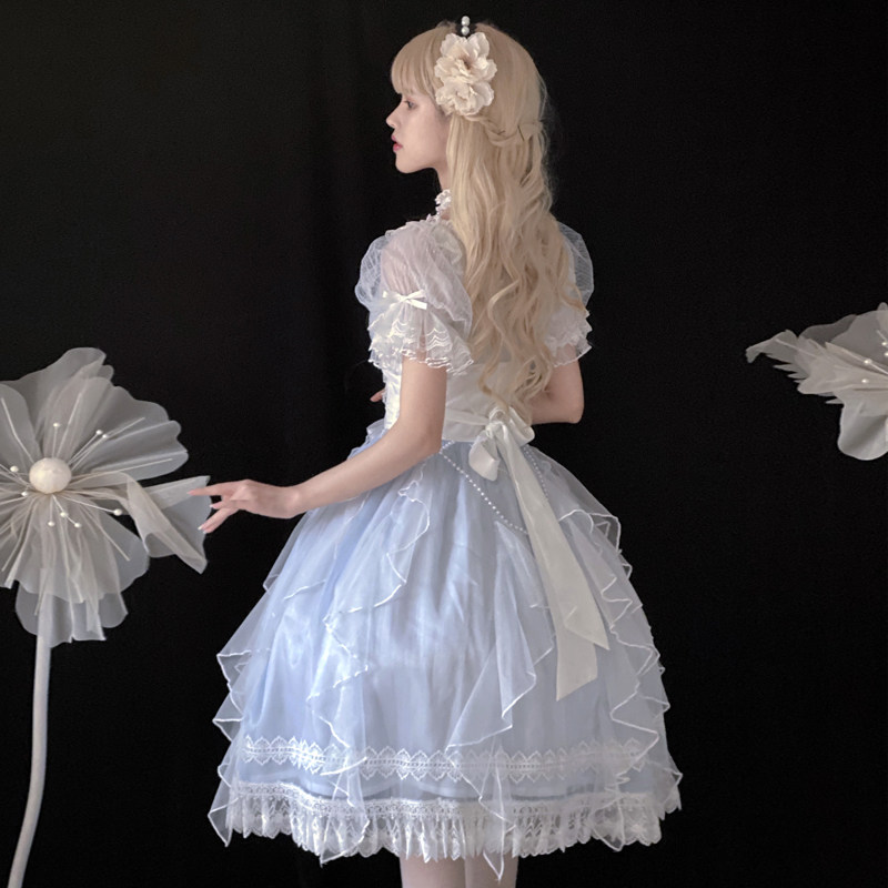 原创正版人鱼公主轻Lolita甜美花嫁少女精美洋装日常OP短袖连衣裙,穿上就是童话里的新娘!-lolita洛丽塔连衣裙-淘宝好物网