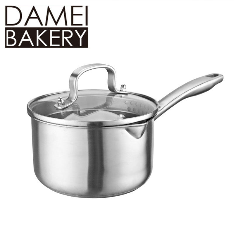 SUS304 Stainless Steel Milk Pan Safe Without Coating Pan Baking with a Buff caramel with a pot big plum self-leaving recommendation