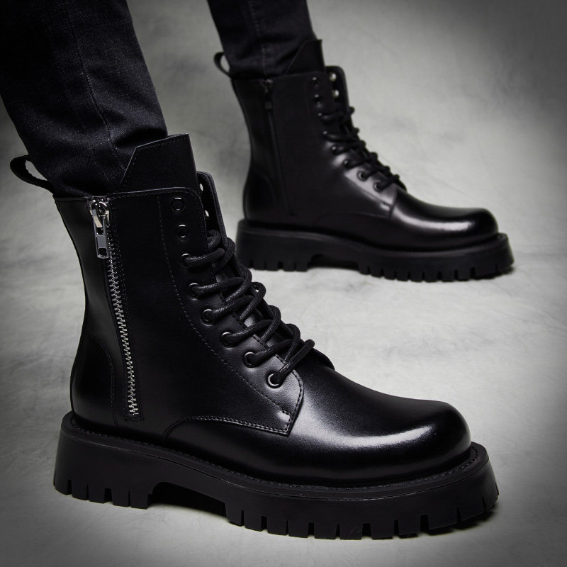 Winter Martin boots male high cylinder plus suede genuine leather Inlenty wind boots with higher leather boots in the thick bottom tooling boots