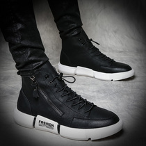 Mens high board shoes men Korean version of the trend leisure British Inner height mens shoes autumn black shoes mens trendy shoes