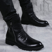 Autumn and winter leather boots mens high-help Korean version of the trend casual boots mens shoes British Martin boots mens short boots men