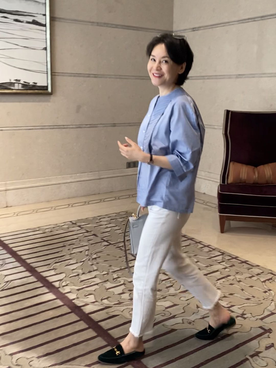 I'm a skyscraper blue dolls-in-shirt spring combed cotton French style palace wind bubble sleeveless design feel shirt