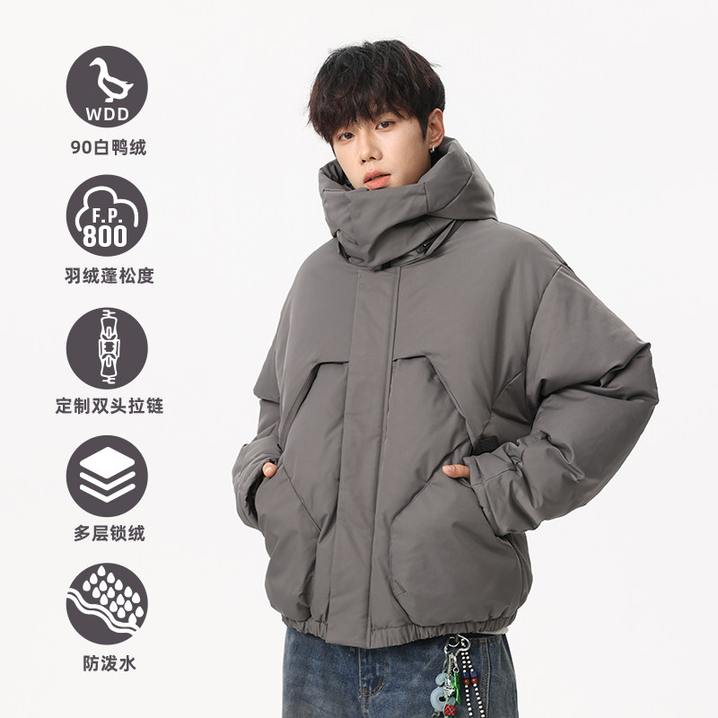 Зимний мужской модный брендовый нишевый пуховик для мальчиков, короткая трехслойная утепленная свободная толстая теплая зимняя куртка