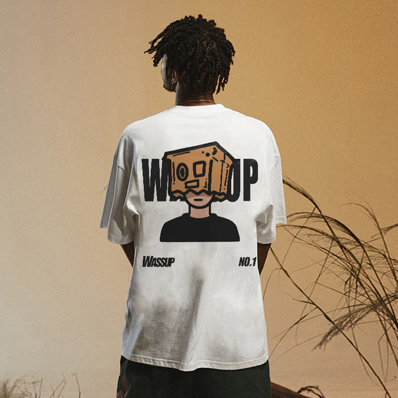 Wassup Box Boy American Style Heavyweight Short-Sleeved T-Shirt for Men Summer 2025 New Trendy Brand Pure Cotton Round Neck Top Wassup Box Boy American Style Heavyweight Short-Sleeved T-Shirt for Men Summer 2025 New Trendy Brand Pure Cotton Round Neck Top