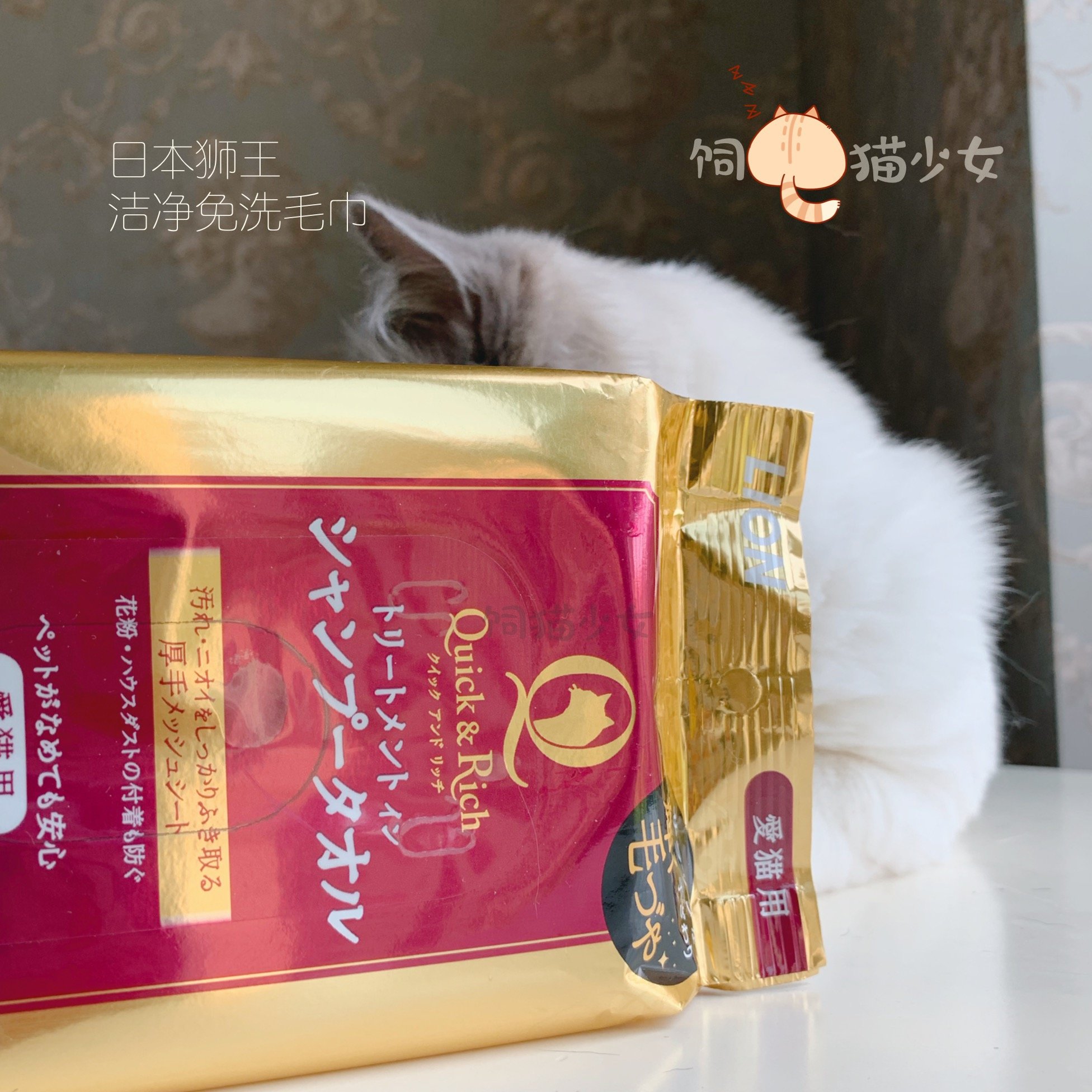Cat-feeding girl Japan imports LION Lion King Ai pet wash-free towel cat with wet wipes deodorant clean 20 pieces