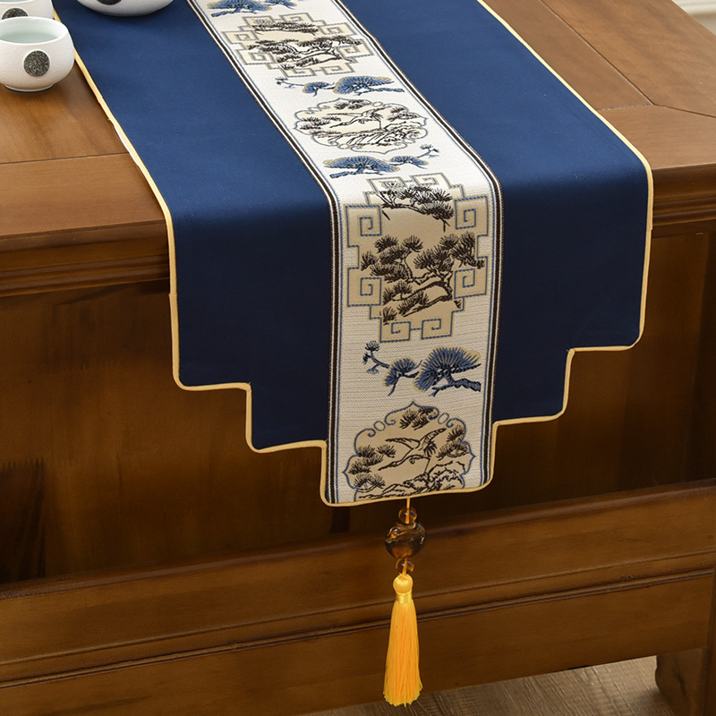 Table flag Chinese style modern simple Zen entrance hall TV cabinet cover cloth dining table coffee table flag cloth customization