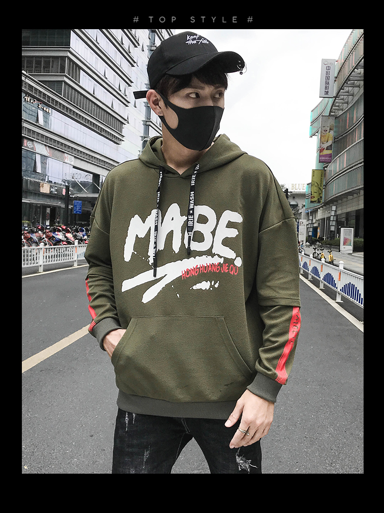 2019 mới mùa thu và mùa đông dày áo len trùm đầu áo khoác nam Phiên bản Hàn Quốc của xu hướng áo dài tay áo sơ mi nam - Áo len áo hoodie nam trắng
