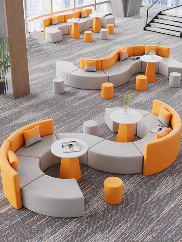 Creative Office Reception Area Leisure Sofa Simple Training Institution Reception Curved Sofa Coffee Table Direct Sales
