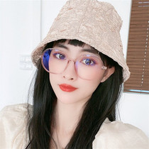 Anti-radiation glasses female anti-blue plain polygon Big Frame red glasses myopia flat lens eye protection Korean tide