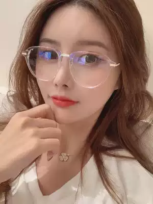 Transparent frame glasses female ins glasses frame net celebrity makeup artifact glasses large frame large face can be equipped with myopia with a degree