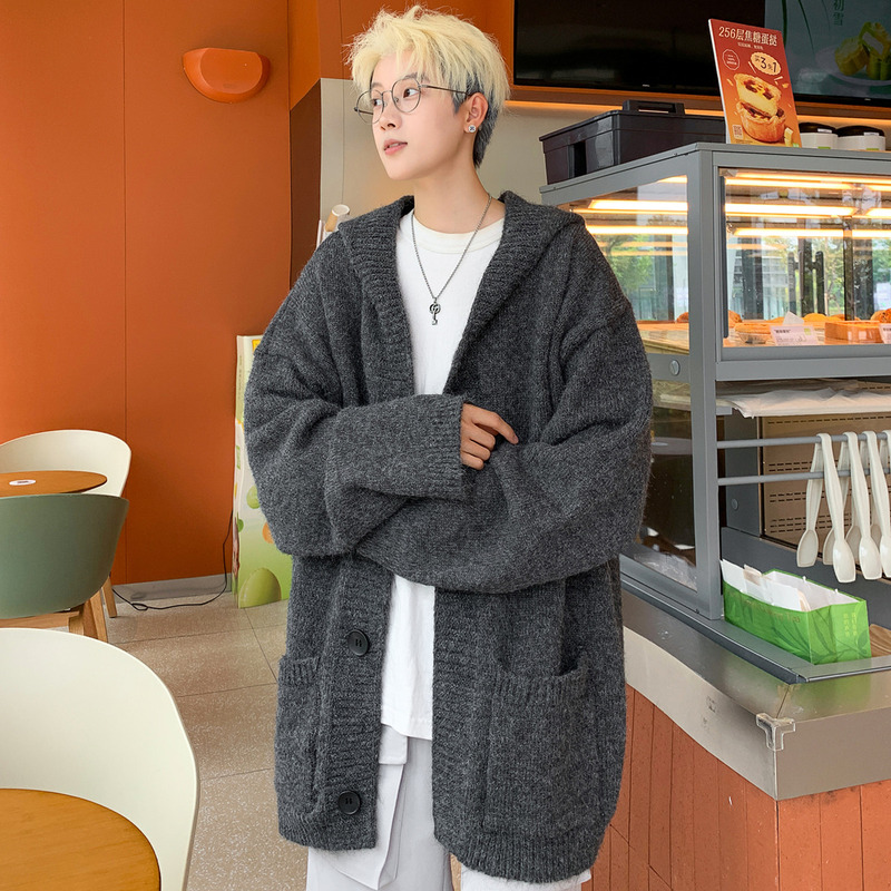 Mid-Length Hooded Cardigan Sweater for Men, Autumn and Winter Coat, Plus Size, Trendy, Loose Fit, Stylish Knitwear for Big and Tall Men Mid-Length Hooded Cardigan Sweater for Men, Autumn and Winter Coat, Plus Size, Trendy, Loose Fit, Stylish Knitwear for Big and Tall Men