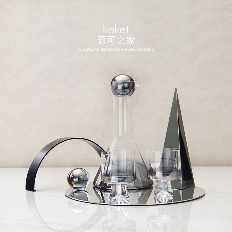 Koket Koket model room wine utensils soft-covered coffee table table decoration wine jug wine glass creative collocation