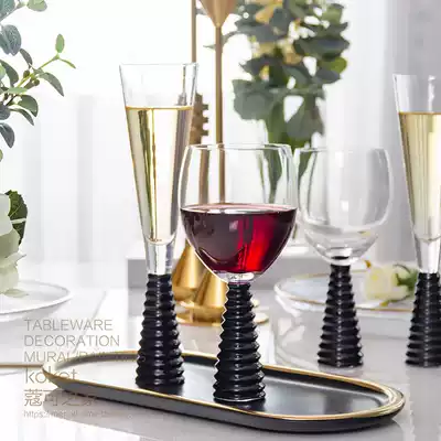 Koket ket can model room decoration red wine champagne glass table table table table goblet black thread molding Cup