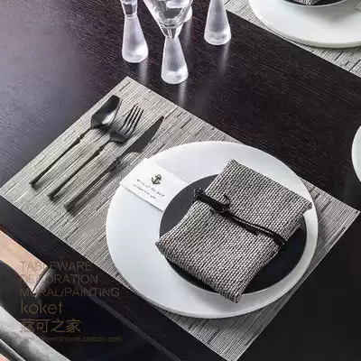 koket Coke home Model Room dinner plate Black gray tableware Western dinner plate light luxury bamboo decorative table table