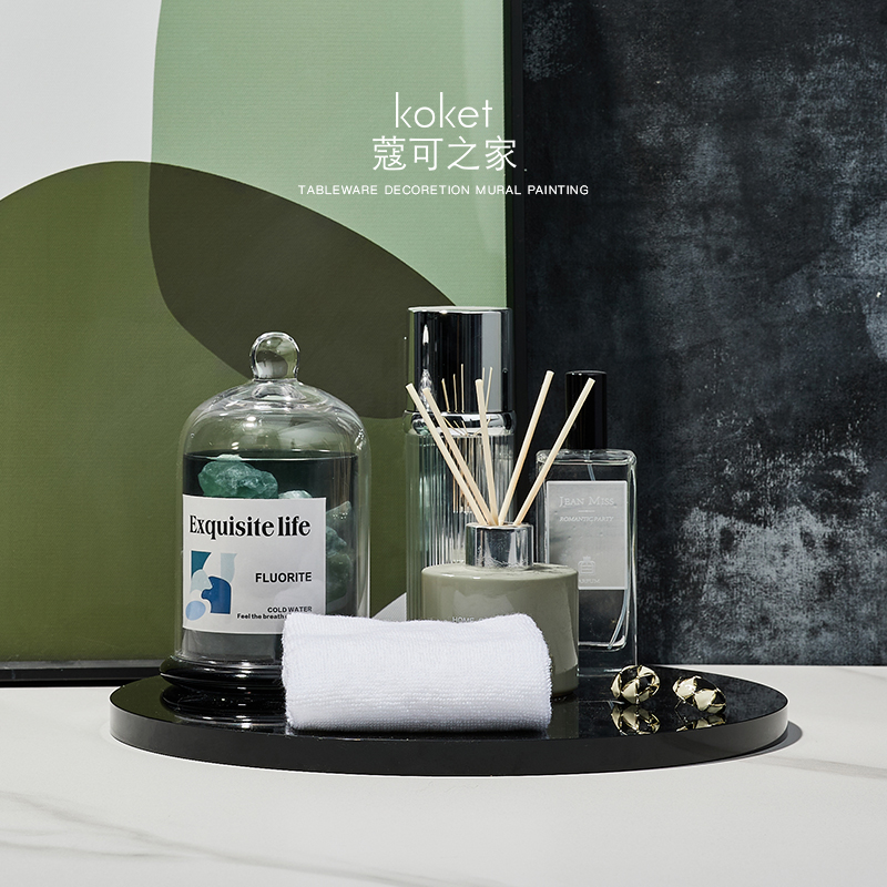 Koket Koketko - Kuko - koko Nordic luxury sample room bathroom with decorative decoration of matcha fragrance tray painting