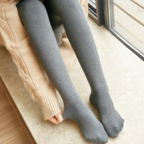 Autumn Winter Combed Cotton Pure Color Dragon Paw Hair Increase Code Even Pants Socks THICKENED FOOT OUTSIDE WEARING UNDERPANTS ELASTIC PANTS