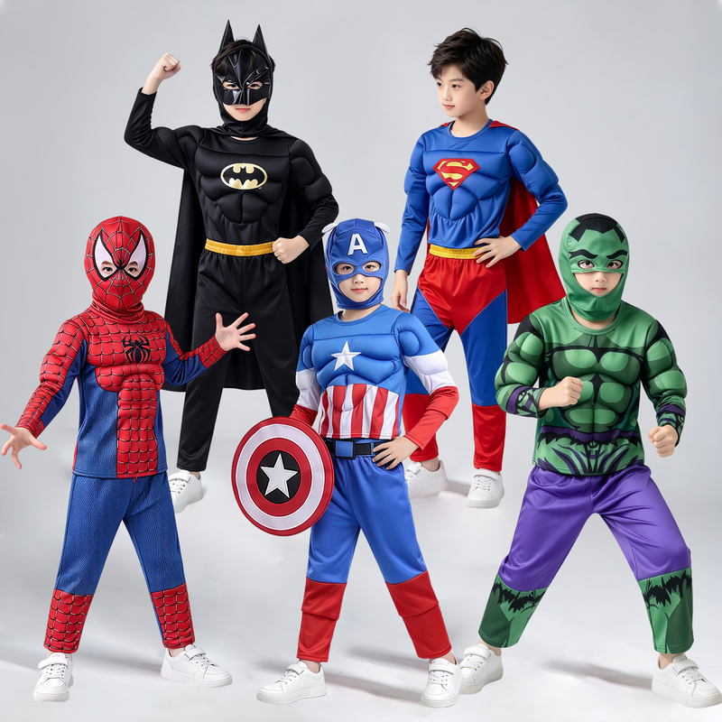 Halloween Children's Costume Cosplay Spider-Man Outfit Boys Captain America Iron Man Split Muscle Suit Halloween Children's Costume Cosplay Spider-Man Outfit Boys Captain America Iron Man Split Muscle Suit