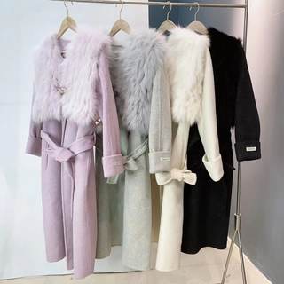 Nalanxun NO return shipping fee, 90% Australian wool, 10% Tencel long double-sided woolen fox fur vest two-piece set