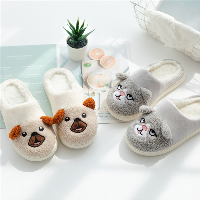 Moon Sub Slippers Women Autumn Winter Warm Plush Cute Pregnant Woman Shoes Interior Large Size Code Couple Men Non-slip Postnatal Cotton Tug
